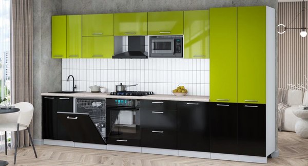 Кухонный гарнитур Интерлиния Мила Gloss 3.7-ПМ2