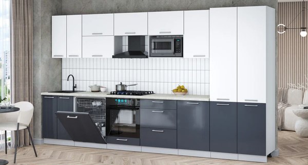 Кухонный гарнитур Интерлиния Мила Gloss 3.7-ПМ2