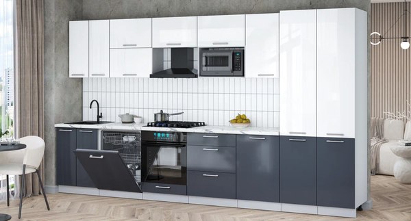 Кухонный гарнитур Интерлиния Мила Gloss 3.7-ПМ2