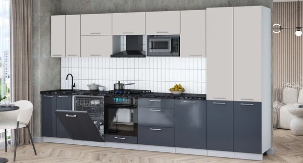 Кухонный гарнитур Интерлиния Мила Gloss 3.7-ПМ2