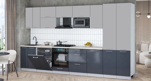 Кухонный гарнитур Интерлиния Мила Gloss 3.7-ПМ2