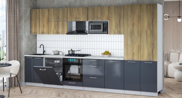 Кухонный гарнитур Интерлиния Мила Gloss 3.7-ПМ2