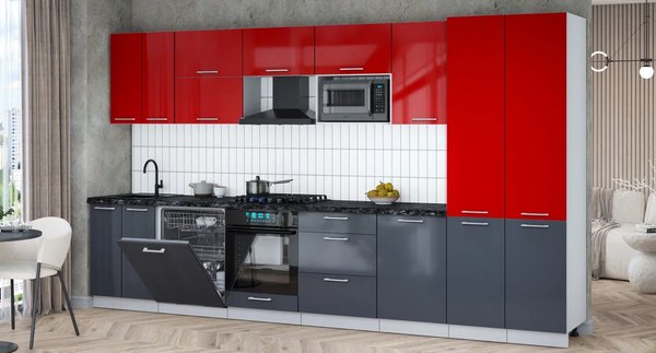 Кухонный гарнитур Интерлиния Мила Gloss 3.7-ПМ2