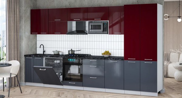 Кухонный гарнитур Интерлиния Мила Gloss 3.7-ПМ2