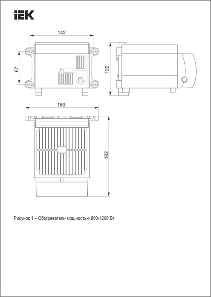 Обогреватель на DIN-рейку IEK YOB30-1200-20