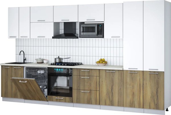 Кухонный гарнитур Интерлиния Мила Gloss 3.7-ПМ2 - фото