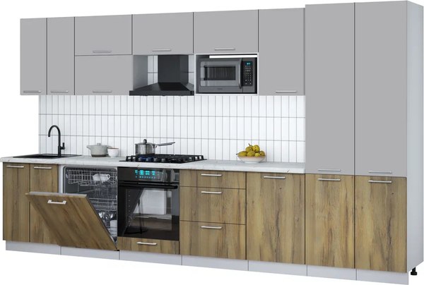 Кухонный гарнитур Интерлиния Мила Gloss 3.7-ПМ2 - фото
