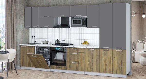 Кухонный гарнитур Интерлиния Мила Gloss 3.7-ПМ2