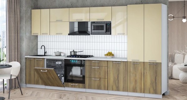 Кухонный гарнитур Интерлиния Мила Gloss 3.7-ПМ2