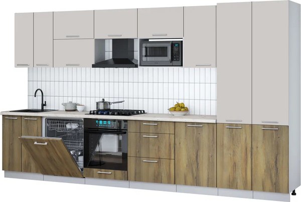Кухонный гарнитур Интерлиния Мила Gloss 3.7-ПМ2 - фото