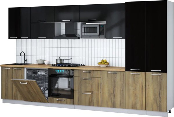 Кухонный гарнитур Интерлиния Мила Gloss 3.7-ПМ2 - фото