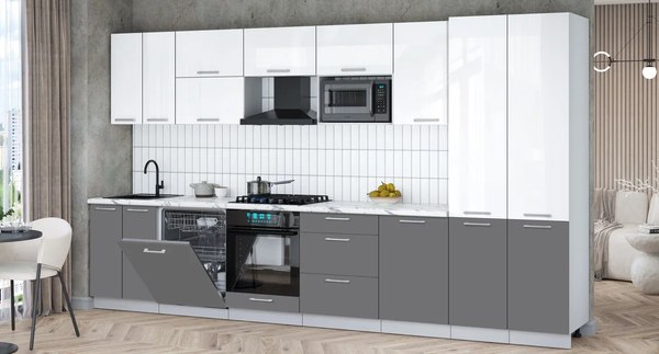 Кухонный гарнитур Интерлиния Мила Gloss 3.7-ПМ2