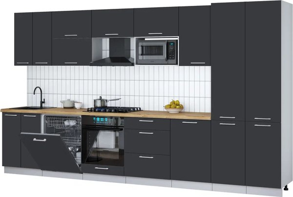 Кухонный гарнитур Интерлиния Мила Gloss 3.7-ПМ2 - фото