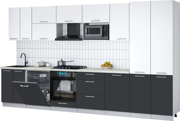 Кухонный гарнитур Интерлиния Мила Gloss 3.7-ПМ2 - фото