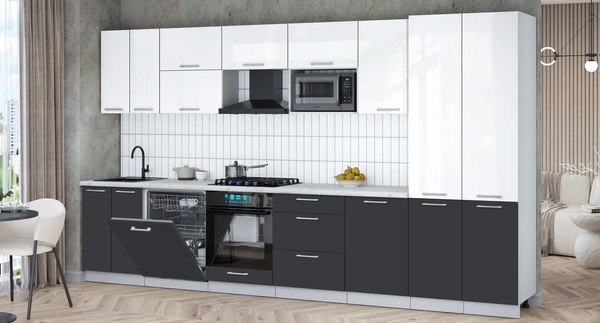 Кухонный гарнитур Интерлиния Мила Gloss 3.7-ПМ2