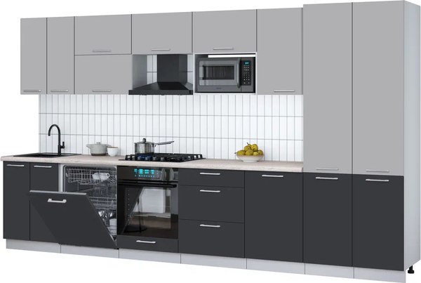 Кухонный гарнитур Интерлиния Мила Gloss 3.7-ПМ2 - фото