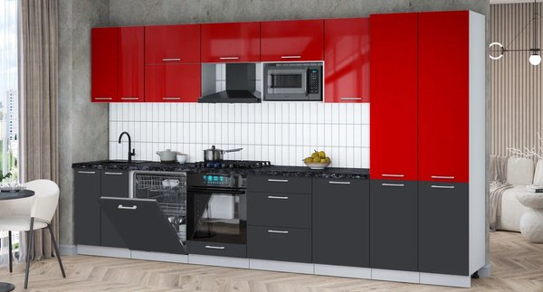 Кухонный гарнитур Интерлиния Мила Gloss 3.7-ПМ2