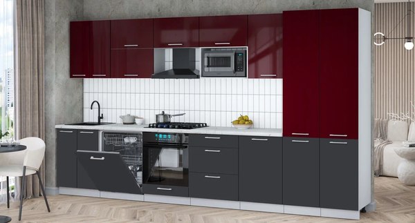 Кухонный гарнитур Интерлиния Мила Gloss 3.7-ПМ2