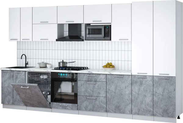 Кухонный гарнитур Интерлиния Мила Gloss 3.7-ПМ2 - фото