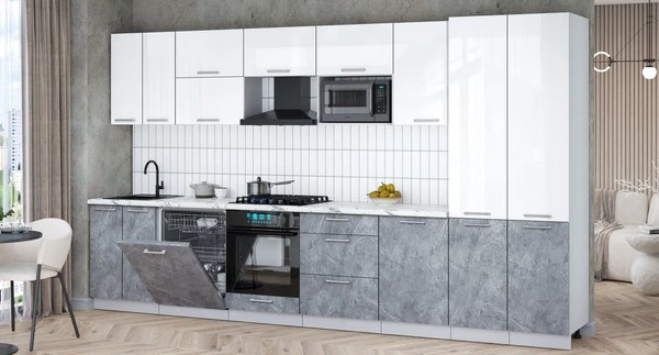 Кухонный гарнитур Интерлиния Мила Gloss 3.7-ПМ2