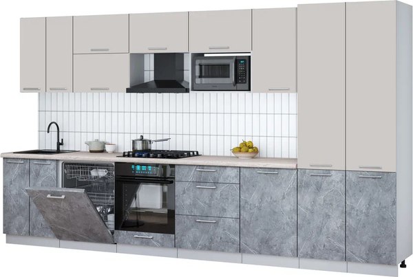 Кухонный гарнитур Интерлиния Мила Gloss 3.7-ПМ2 - фото