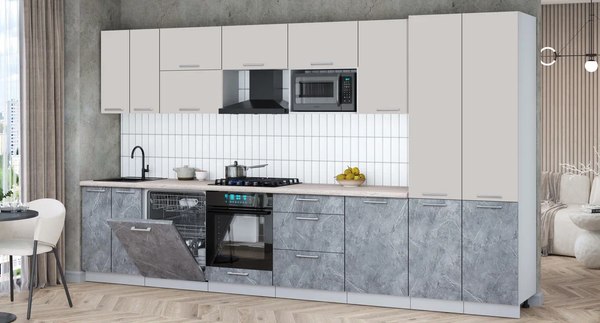 Кухонный гарнитур Интерлиния Мила Gloss 3.7-ПМ2