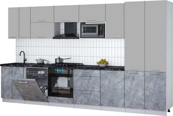 Кухонный гарнитур Интерлиния Мила Gloss 3.7-ПМ2 - фото