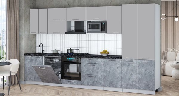 Кухонный гарнитур Интерлиния Мила Gloss 3.7-ПМ2