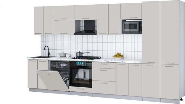 Кухонный гарнитур Интерлиния Мила Gloss 3.8-ПМ2 - фото