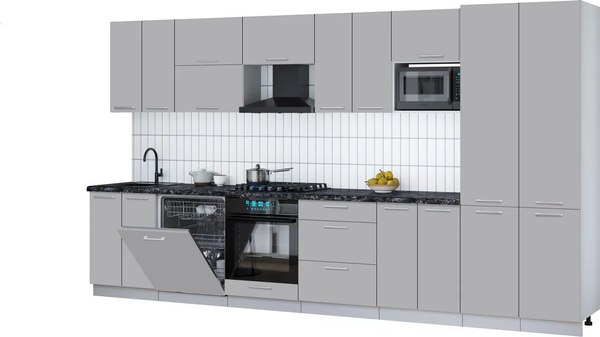 Кухонный гарнитур Интерлиния Мила Gloss 3.8-ПМ2 - фото