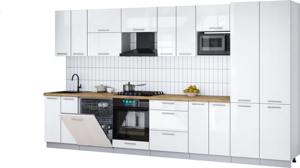 Кухонный гарнитур Интерлиния Мила Gloss 3.8-ПМ2 - фото