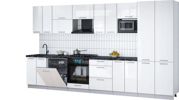 Кухонный гарнитур Интерлиния Мила Gloss 3.8-ПМ2 - фото