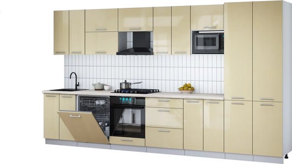 Кухонный гарнитур Интерлиния Мила Gloss 3.8-ПМ2 - фото