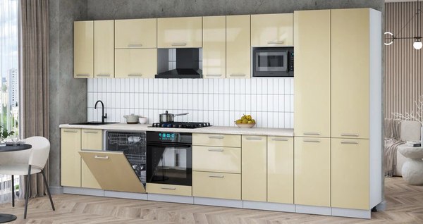 Кухонный гарнитур Интерлиния Мила Gloss 3.8-ПМ2