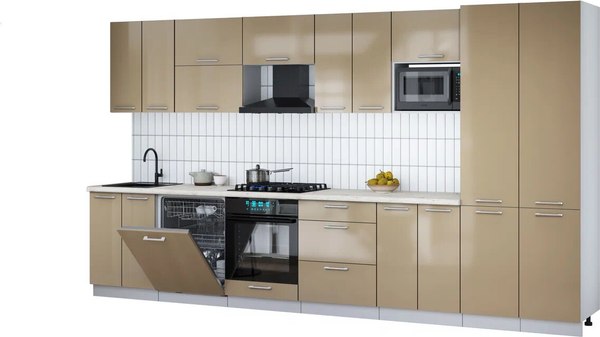 Кухонный гарнитур Интерлиния Мила Gloss 3.8-ПМ2 - фото