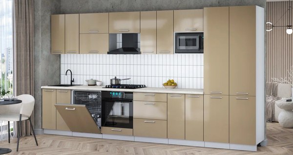 Кухонный гарнитур Интерлиния Мила Gloss 3.8-ПМ2