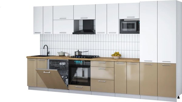 Кухонный гарнитур Интерлиния Мила Gloss 3.8-ПМ2 - фото