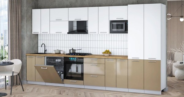 Кухонный гарнитур Интерлиния Мила Gloss 3.8-ПМ2