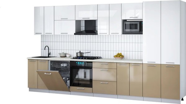 Кухонный гарнитур Интерлиния Мила Gloss 3.8-ПМ2 - фото