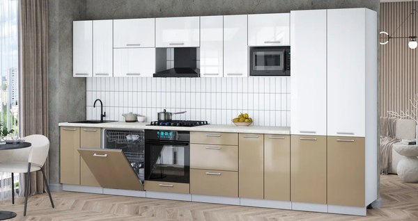 Кухонный гарнитур Интерлиния Мила Gloss 3.8-ПМ2