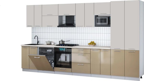 Кухонный гарнитур Интерлиния Мила Gloss 3.8-ПМ2 - фото