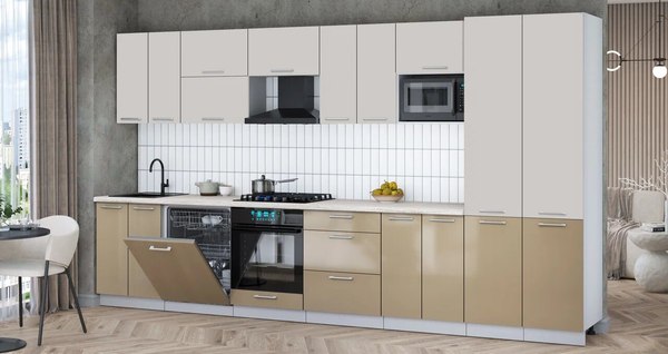 Кухонный гарнитур Интерлиния Мила Gloss 3.8-ПМ2