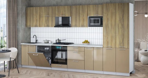 Кухонный гарнитур Интерлиния Мила Gloss 3.8-ПМ2