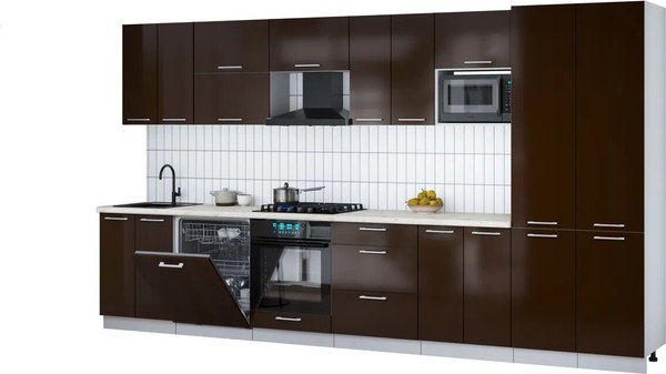 Кухонный гарнитур Интерлиния Мила Gloss 3.8-ПМ2 - фото