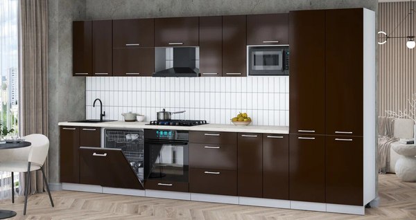 Кухонный гарнитур Интерлиния Мила Gloss 3.8-ПМ2