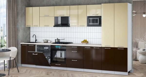 Кухонный гарнитур Интерлиния Мила Gloss 3.8-ПМ2