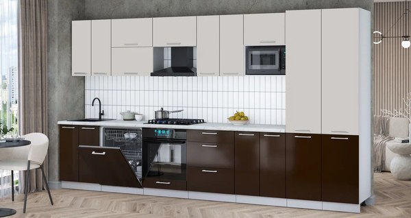 Кухонный гарнитур Интерлиния Мила Gloss 3.8-ПМ2