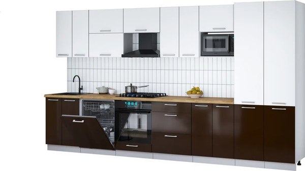 Кухонный гарнитур Интерлиния Мила Gloss 3.8-ПМ2 - фото