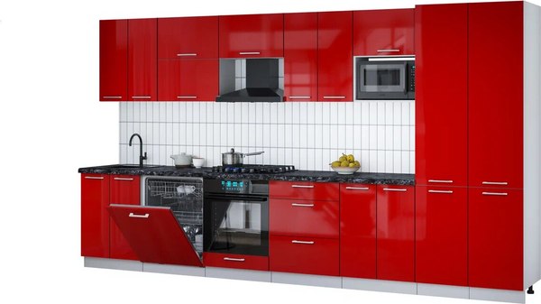 Кухонный гарнитур Интерлиния Мила Gloss 3.8-ПМ2 - фото