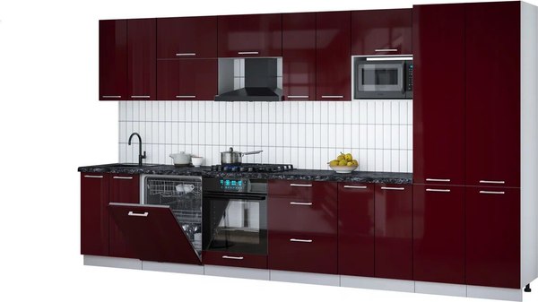 Кухонный гарнитур Интерлиния Мила Gloss 3.8-ПМ2 - фото